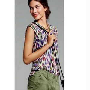 CABI Plume Feather Print Top Blouse Size XS